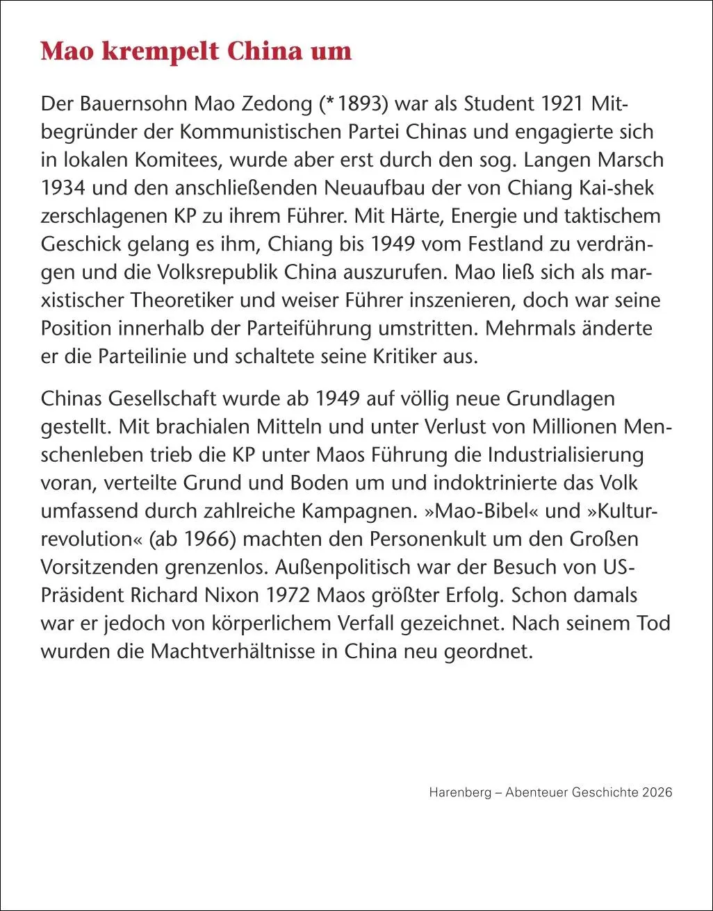 Bild: 9783840036132 | Abenteuer Geschichte Tagesabreißkalender 2026 - Menschen,...