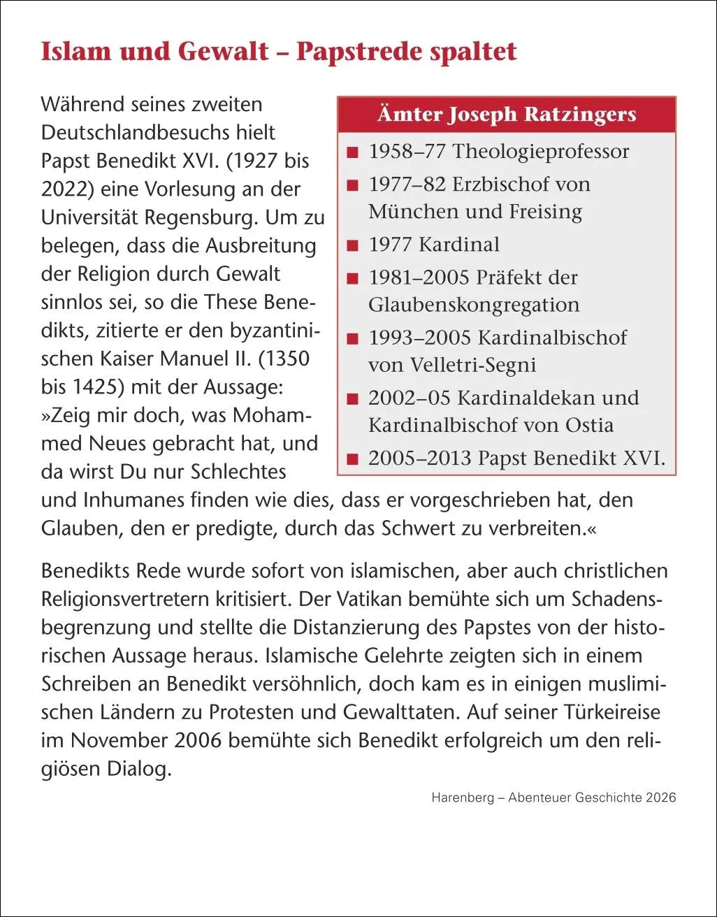 Bild: 9783840036132 | Abenteuer Geschichte Tagesabreißkalender 2026 - Menschen,...