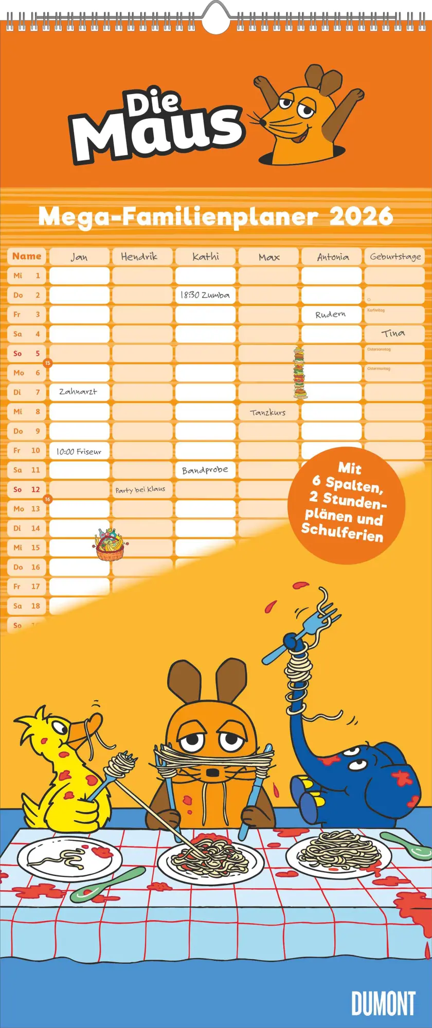 Cover: 4069095006232 | Die Maus 2026 - DUMONT Mega-Familienkalender mit 6 Spalten -...
