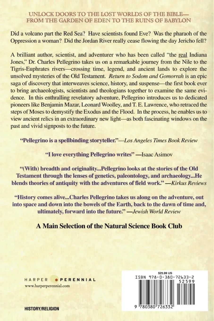 Rückseite: 9780380726332 | Return to Sodom &amp; Gomorr (Revised) | Charles R Pellegrino | Buch