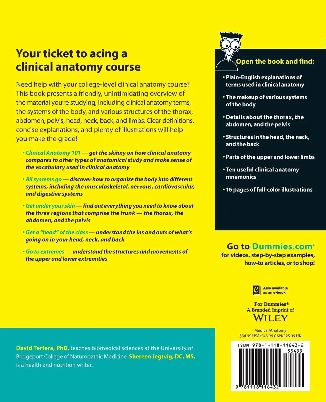 Rückseite: 9781118116432 | Clinical Anatomy for Dummies | David Terfera (u. a.) | Taschenbuch