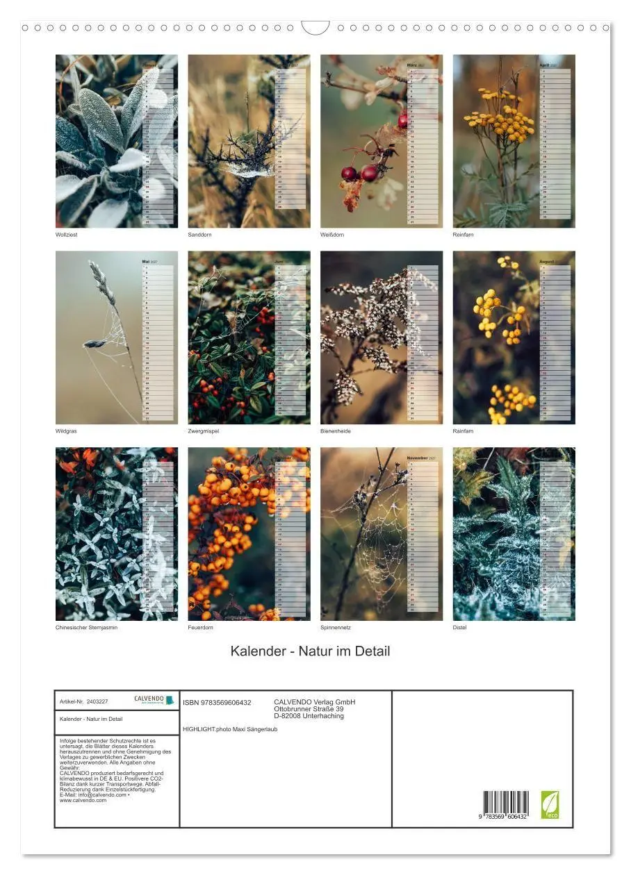 Bild: 9783569606432 | Kalender - Natur im Detail (Wandkalender 2027 DIN A2 hoch),...