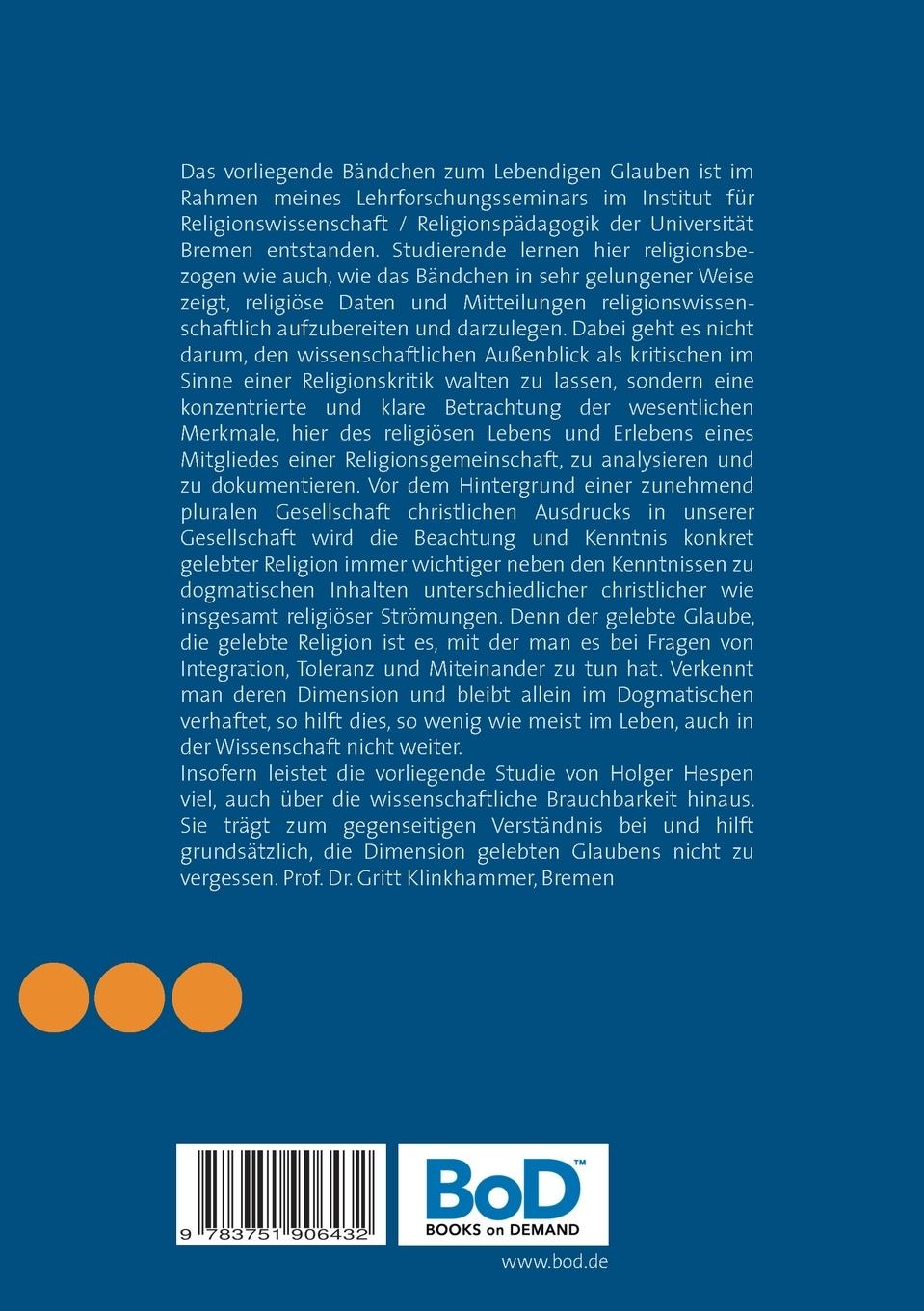 Rückseite: 9783751906432 | Lebendiger Glaube | Holger Hespen | Taschenbuch | 52 S. | Deutsch