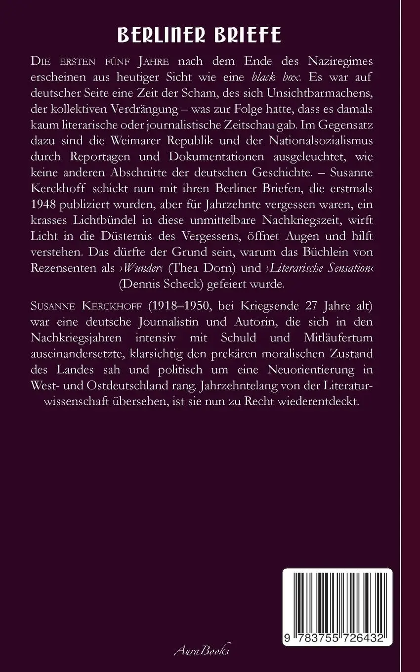 Rückseite: 9783755726432 | Berliner Briefe | Susanne Kerckhoff | Taschenbuch | Paperback | 78 S.