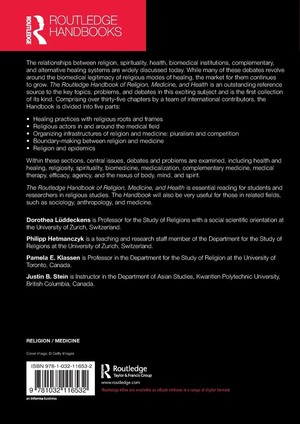 Rückseite: 9781032116532 | The Routledge Handbook of Religion, Medicine, and Health | Taschenbuch