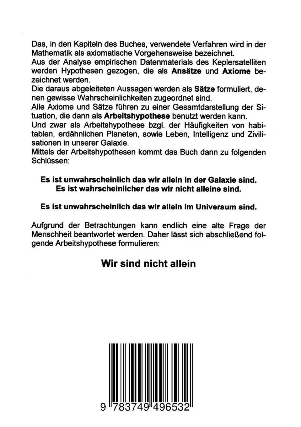 Rückseite: 9783749496532 | Wahrscheinlichkeiten in der Galaxie für Leben, Intelligenz und...