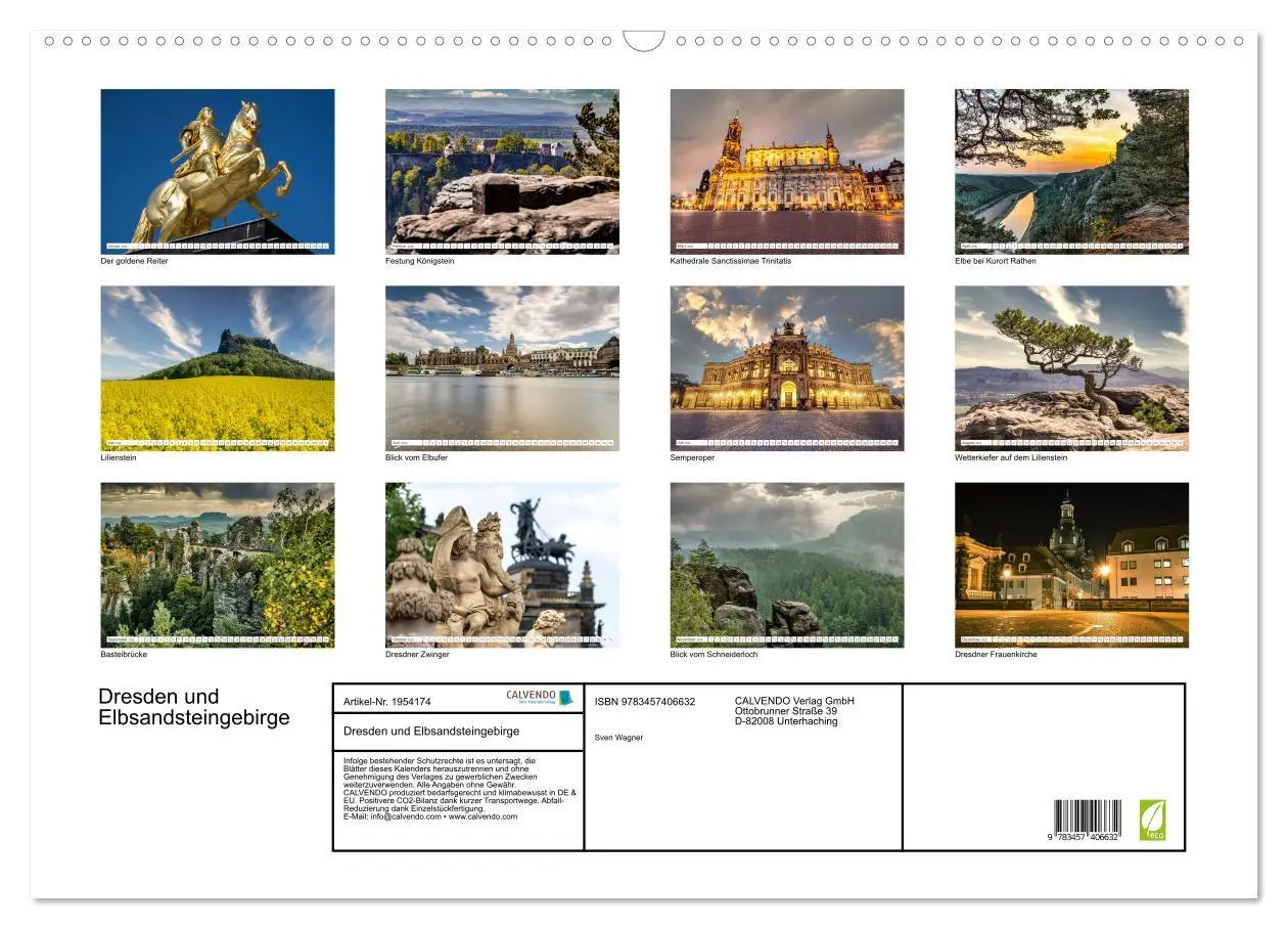 Bild: 9783457406632 | Dresden und Elbsandsteingebirge (Wandkalender 2026 DIN A2 quer),...