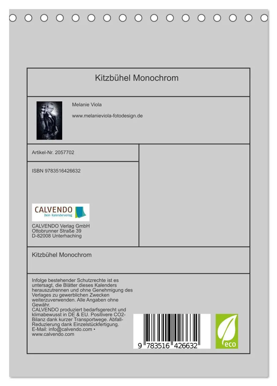 Bild: 9783516426632 | Kitzbühel Monochrom (Tischkalender 2026 DIN A5 hoch), CALVENDO...