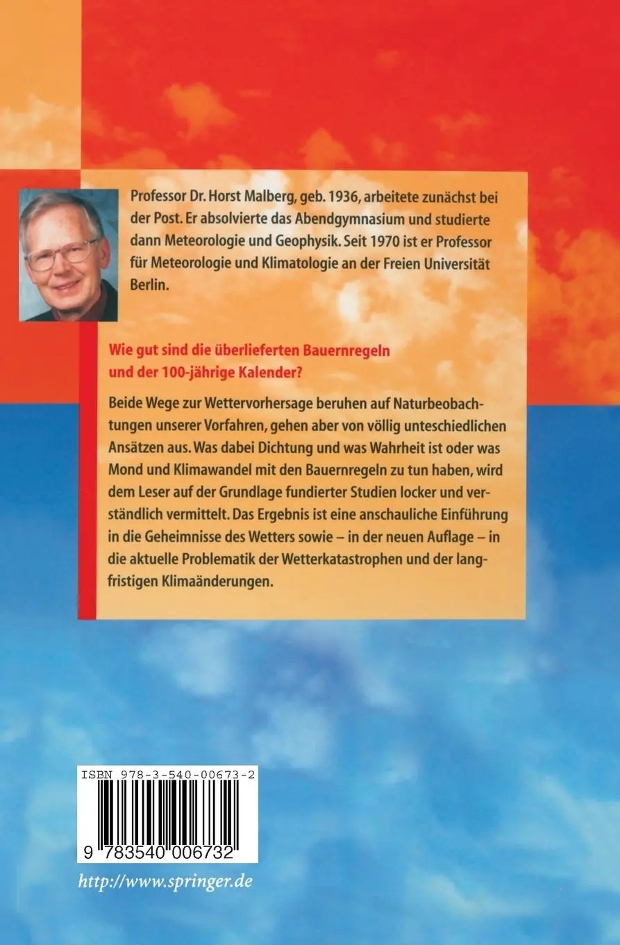 Rückseite: 9783540006732 | Bauernregeln | Aus meteorologischer Sicht | Horst Malberg | Buch