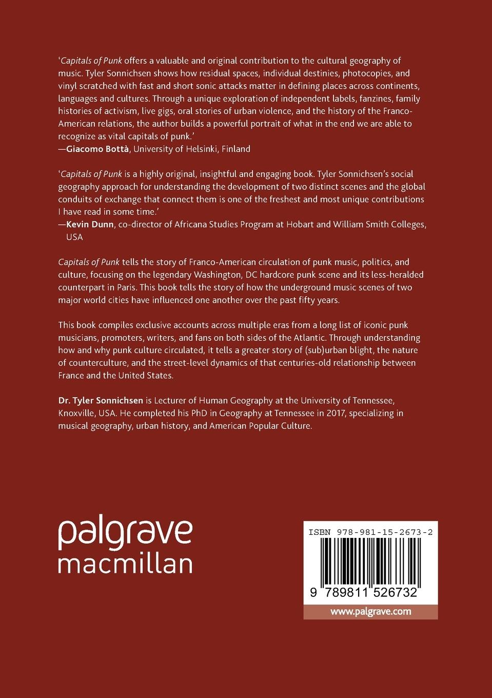 Rückseite: 9789811526732 | Capitals of Punk | DC, Paris, and Circulation in the Urban Underground
