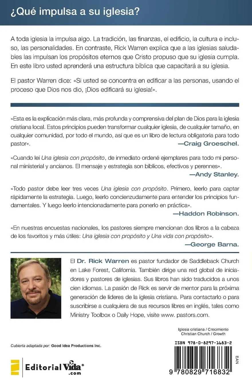 Rückseite: 9780829716832 | Una iglesia con propósito | Rick Warren | Taschenbuch | Spanisch