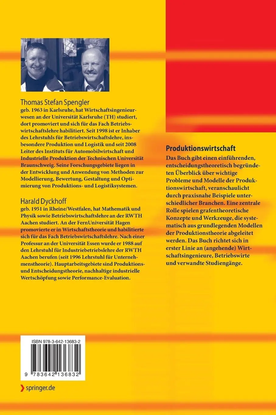 Rückseite: 9783642136832 | Produktionswirtschaft | Eine Einführung | Thomas S. Spengler (u. a.)