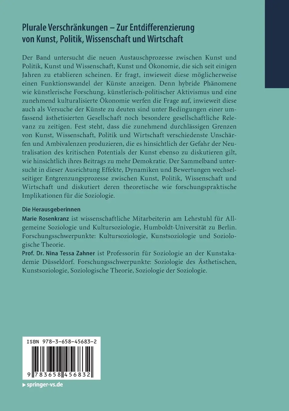 Rückseite: 9783658456832 | Plurale Verschränkungen - Zur Entdifferenzierung von Kunst,...