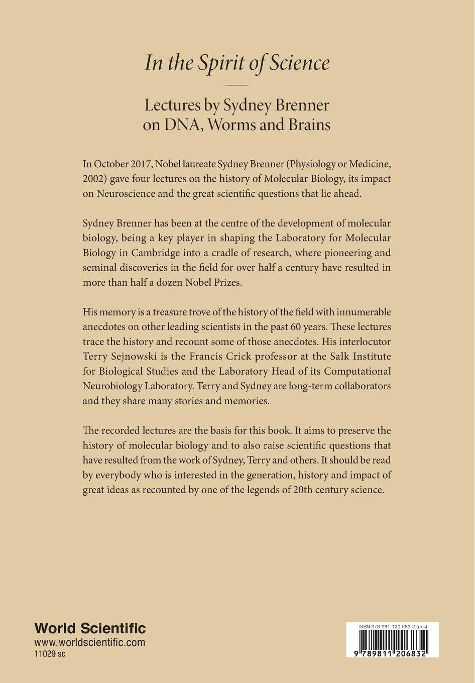 Rückseite: 9789811206832 | IN THE SPIRIT OF SCIENCE | Sydney Brenner &amp; Terrence Sejnowski | Buch