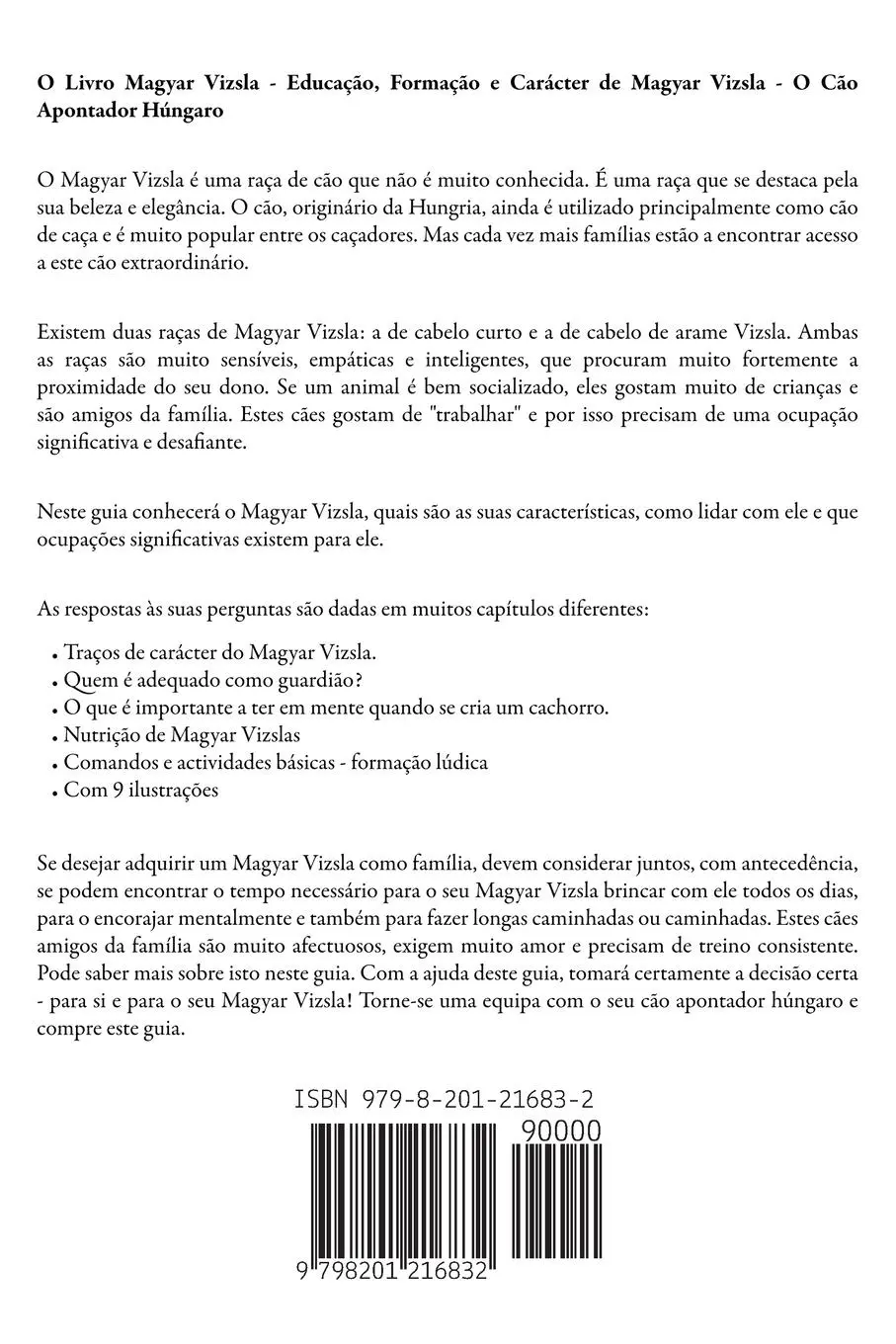 Rückseite: 9798201216832 | Braco Húngaro de pelo curto (Magyar Vizsla) | Luis Silva | Buch