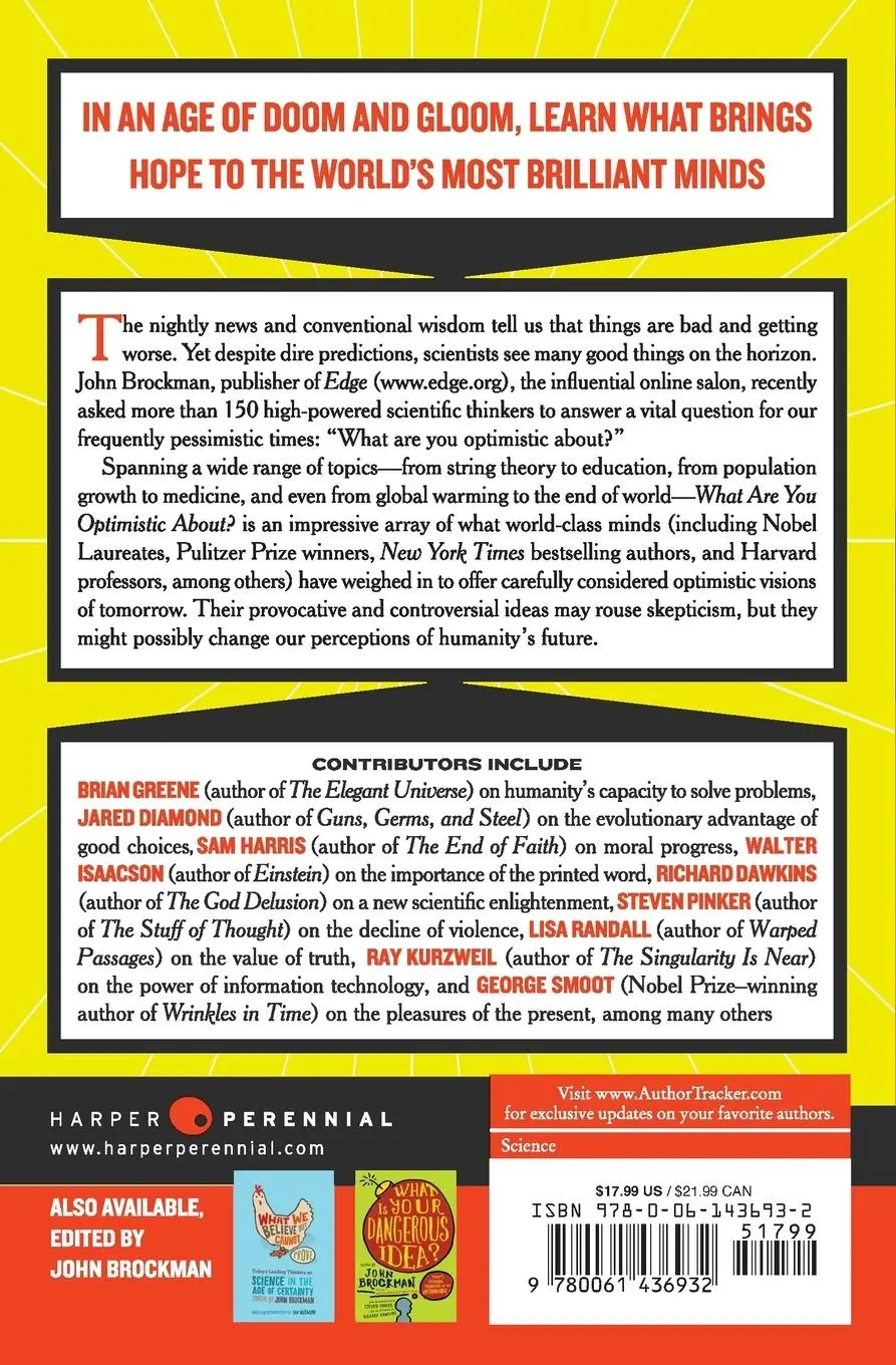 Rückseite: 9780061436932 | What Are You Optimistic About? | John Brockman | Taschenbuch | 374 S.