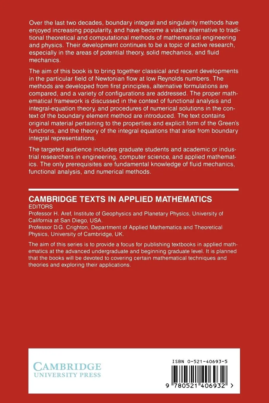 Rückseite: 9780521406932 | Boundary Integral and Singularity Methods for Linearized Viscous Flow