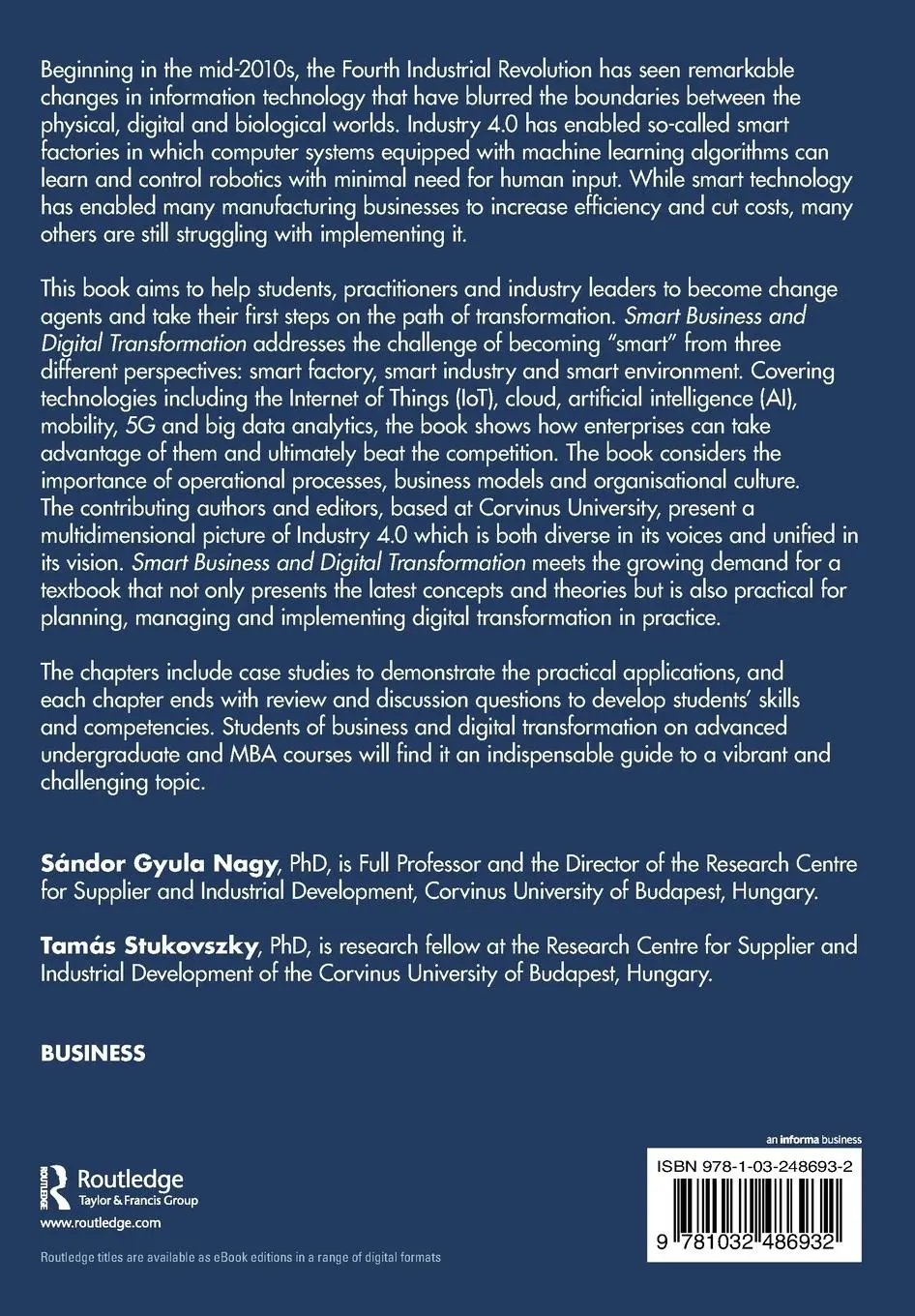 Rückseite: 9781032486932 | Smart Business and Digital Transformation | Sándor Gyula Nagy (u. a.)