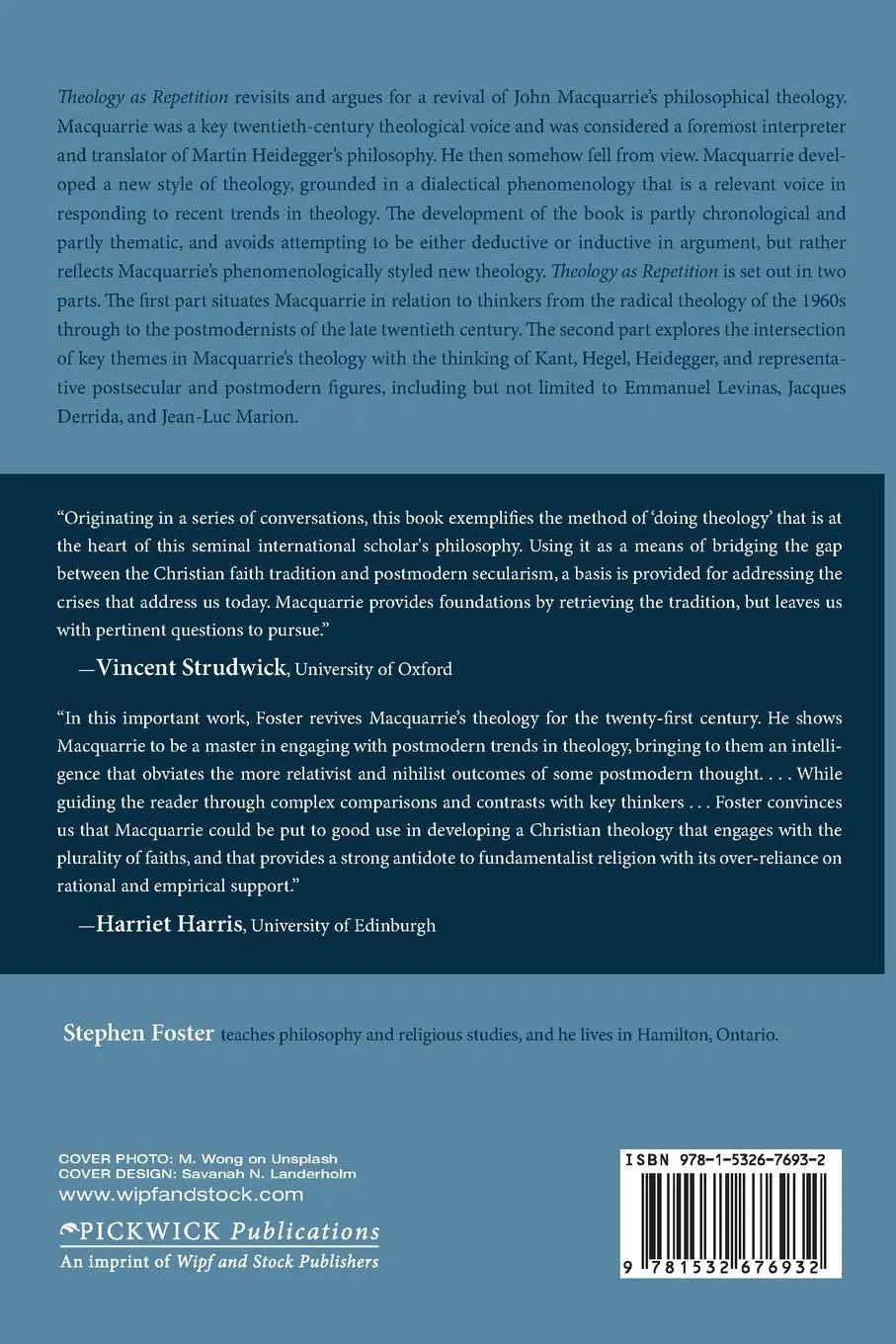 Rückseite: 9781532676932 | Theology as Repetition | Stephen Foster | Taschenbuch | Englisch