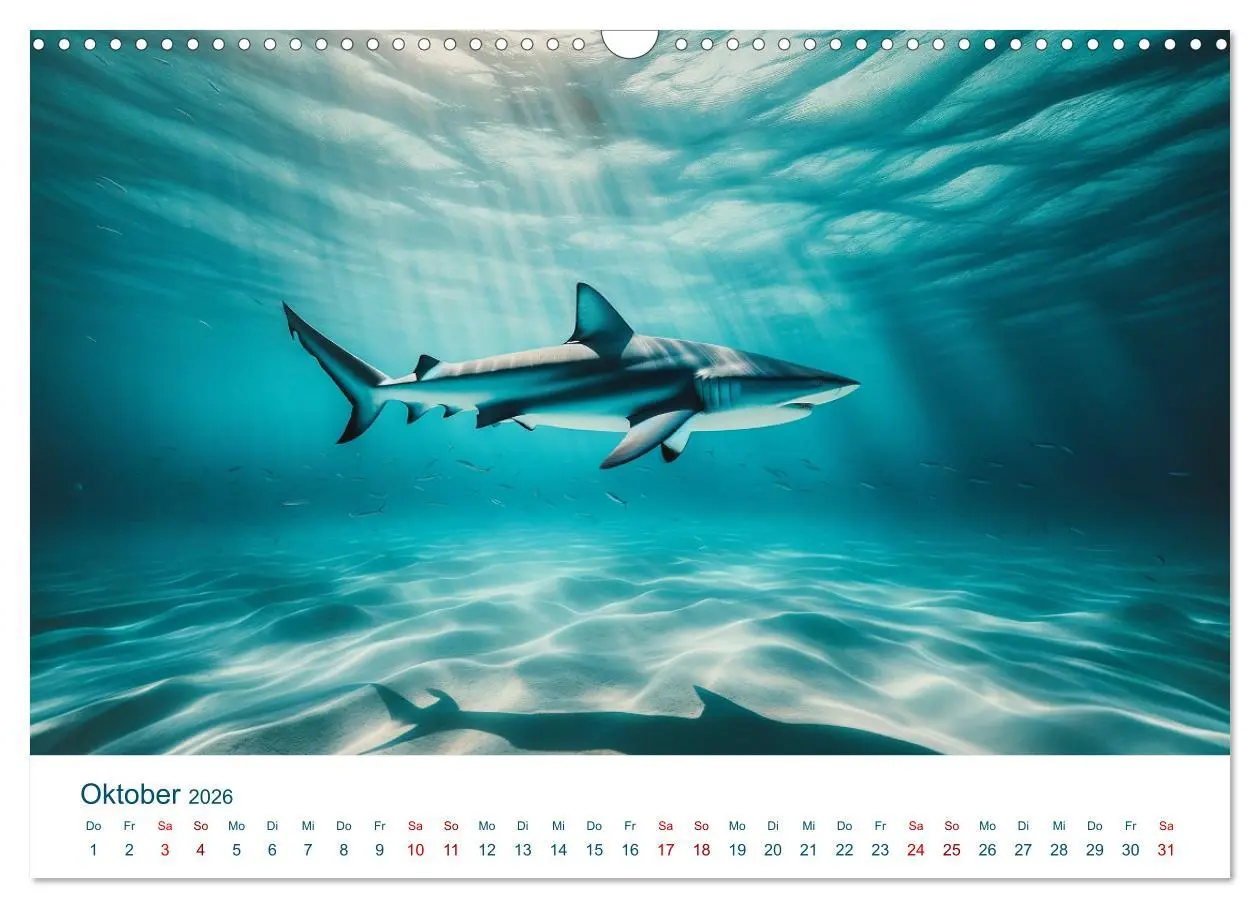 Bild: 9783457476932 | Weiße Haie (Wandkalender 2026 DIN A3 quer), CALVENDO Monatskalender