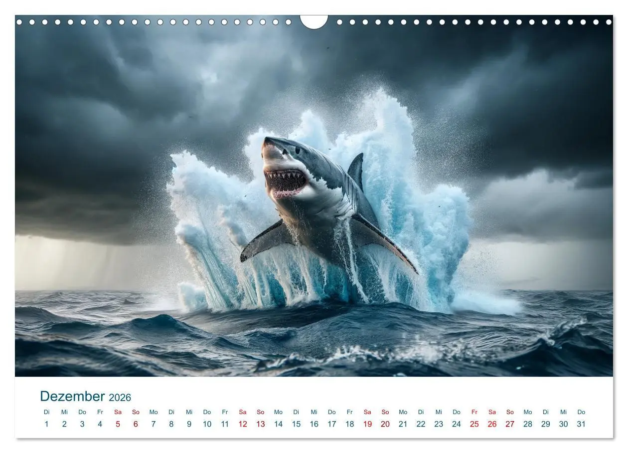 Bild: 9783457476932 | Weiße Haie (Wandkalender 2026 DIN A3 quer), CALVENDO Monatskalender