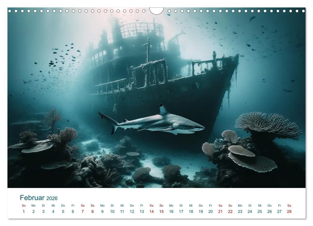 Bild: 9783457476932 | Weiße Haie (Wandkalender 2026 DIN A3 quer), CALVENDO Monatskalender