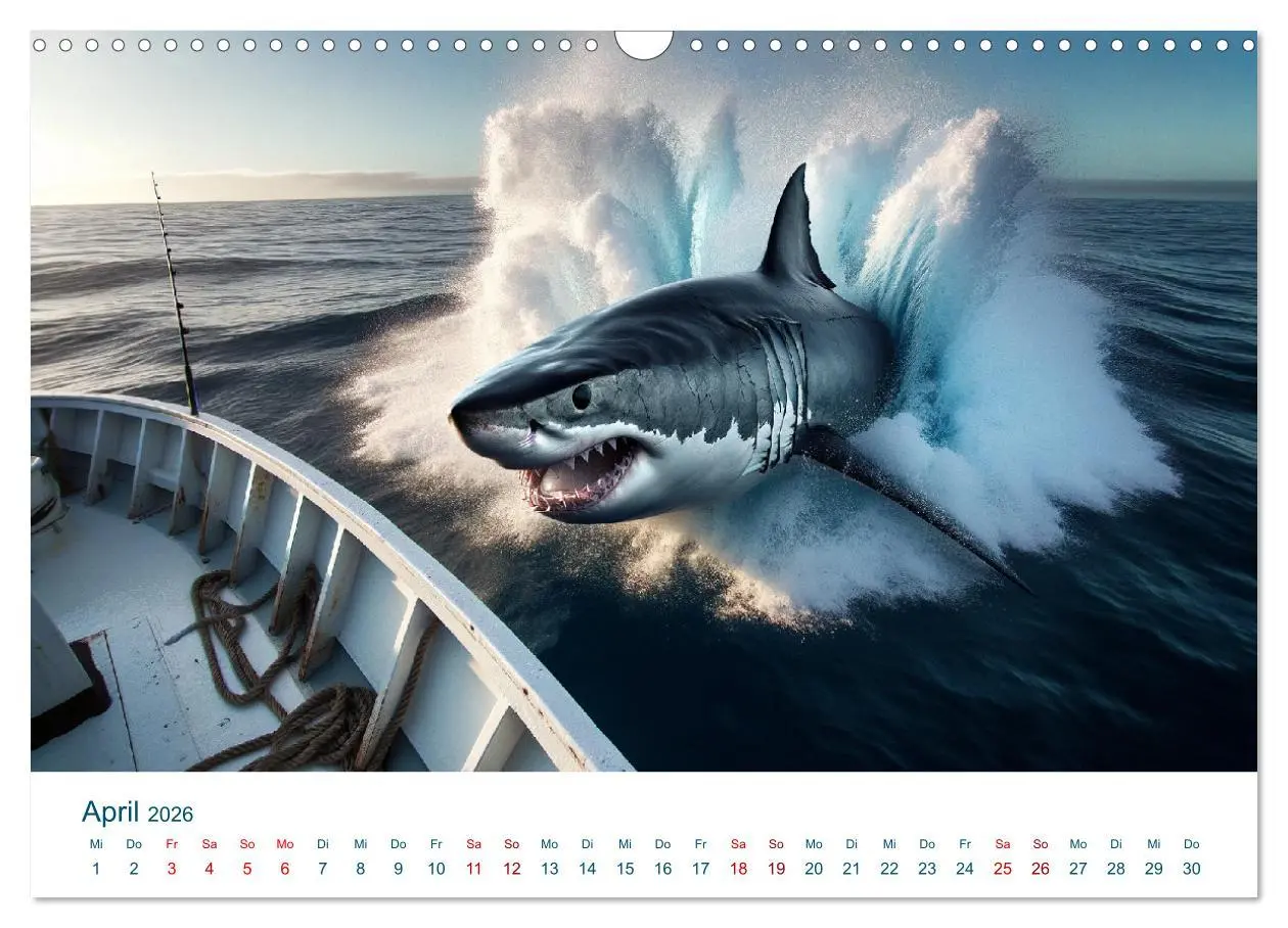 Bild: 9783457476932 | Weiße Haie (Wandkalender 2026 DIN A3 quer), CALVENDO Monatskalender