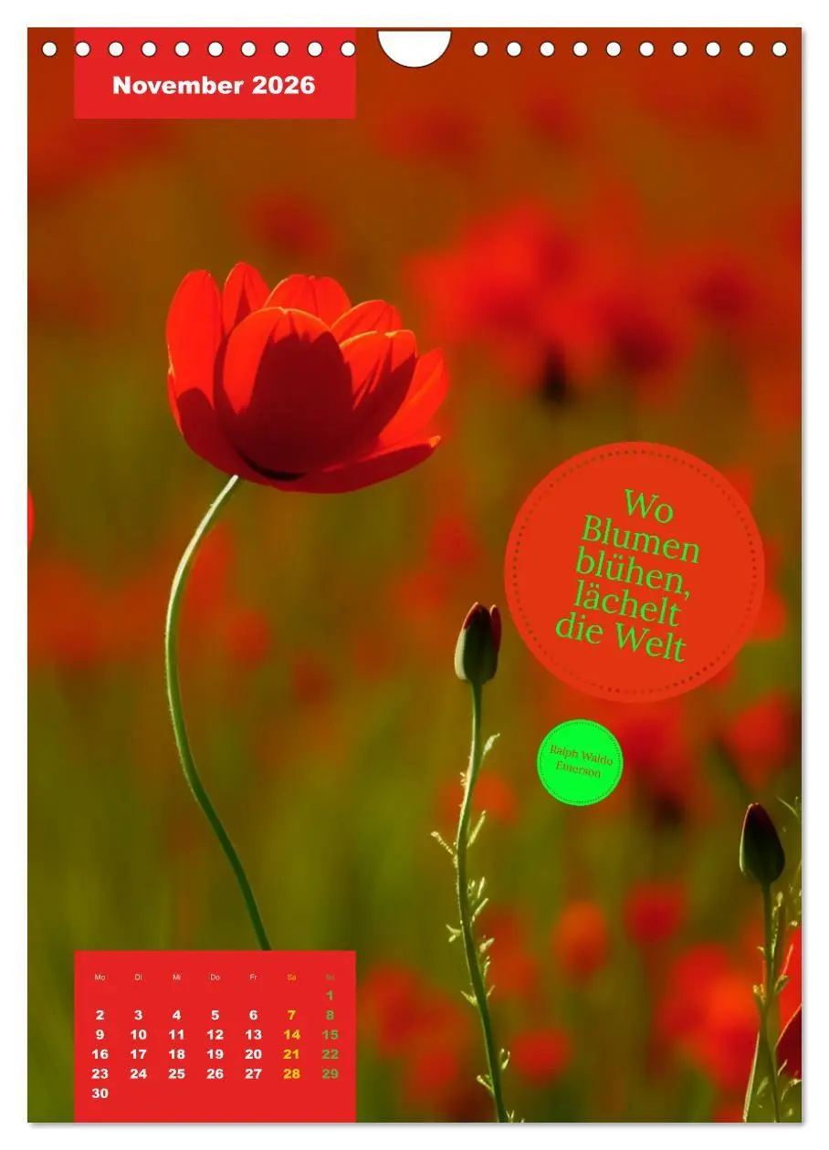 Bild: 9783516326932 | Verrückt nach BLUMEN Artwork - Farben - Zitate (Wandkalender 2026...