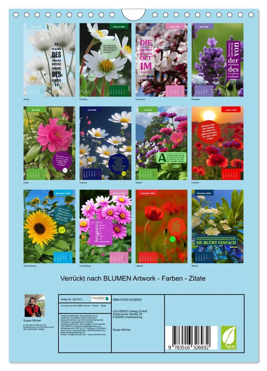 Bild: 9783516326932 | Verrückt nach BLUMEN Artwork - Farben - Zitate (Wandkalender 2026...