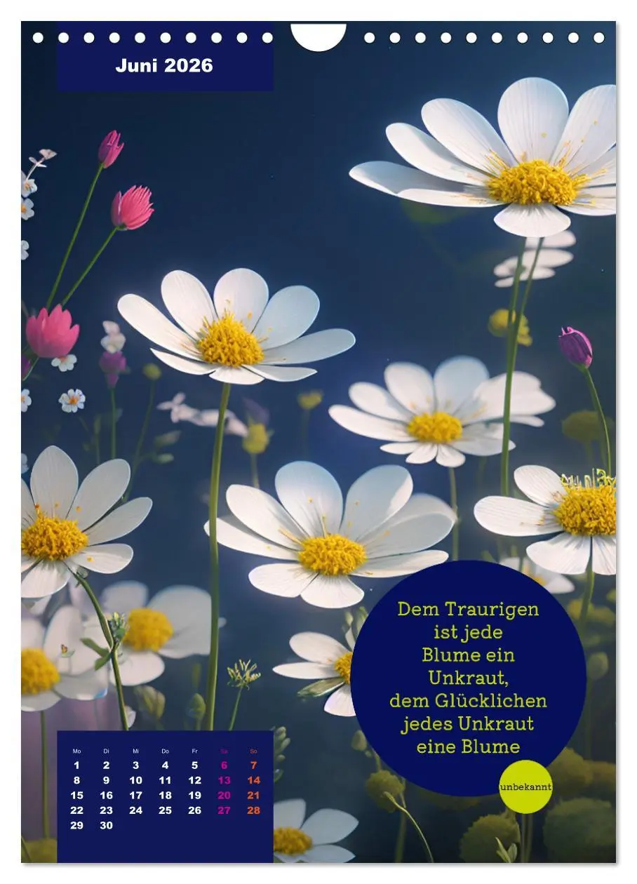Bild: 9783516326932 | Verrückt nach BLUMEN Artwork - Farben - Zitate (Wandkalender 2026...