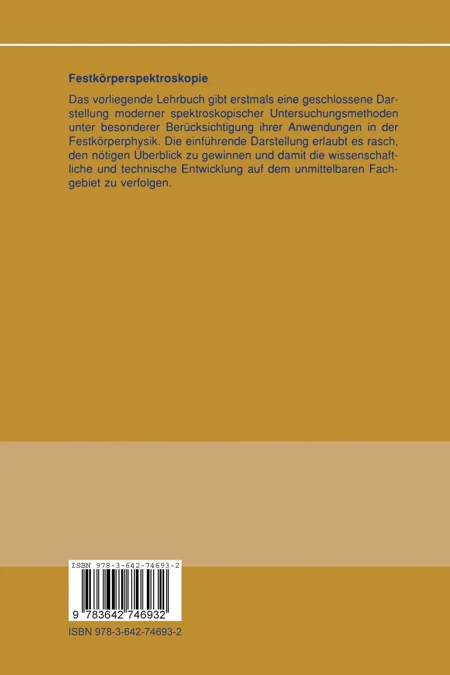 Rückseite: 9783642746932 | Festkörperspektroskopie | Eine Einführung | Hans Kuzmany | Taschenbuch