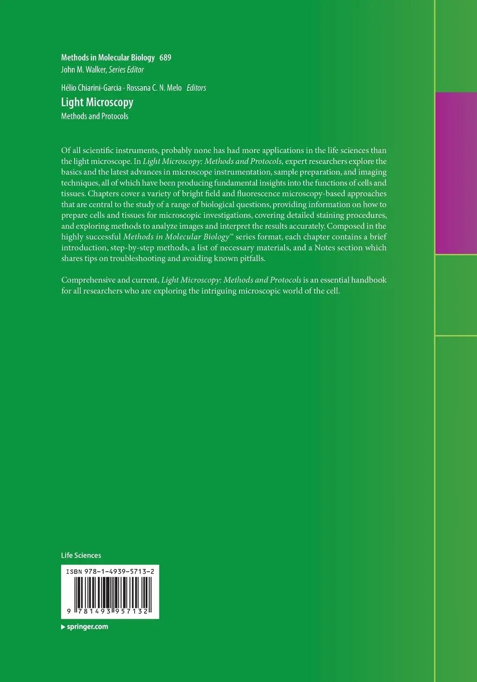 Rückseite: 9781493957132 | Light Microscopy | Methods and Protocols | Rossana C. N. Melo (u. a.)