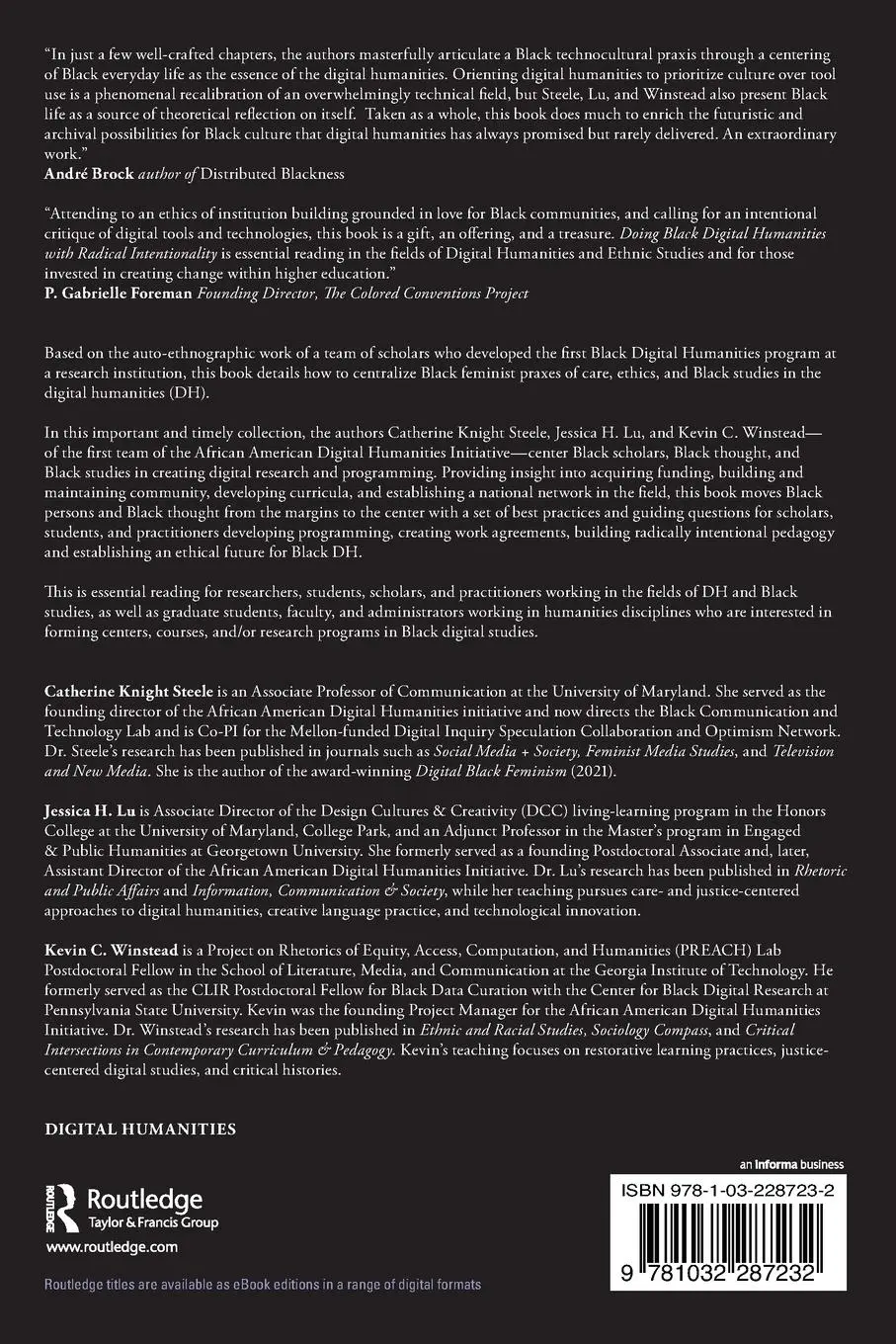 Rückseite: 9781032287232 | Doing Black Digital Humanities with Radical Intentionality | Buch