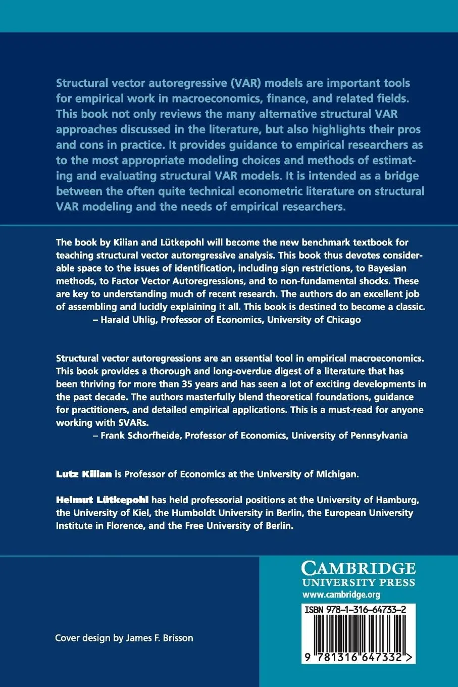 Rückseite: 9781316647332 | Structural Vector Autoregressive Analysis | Lutz Kilian (u. a.) | Buch
