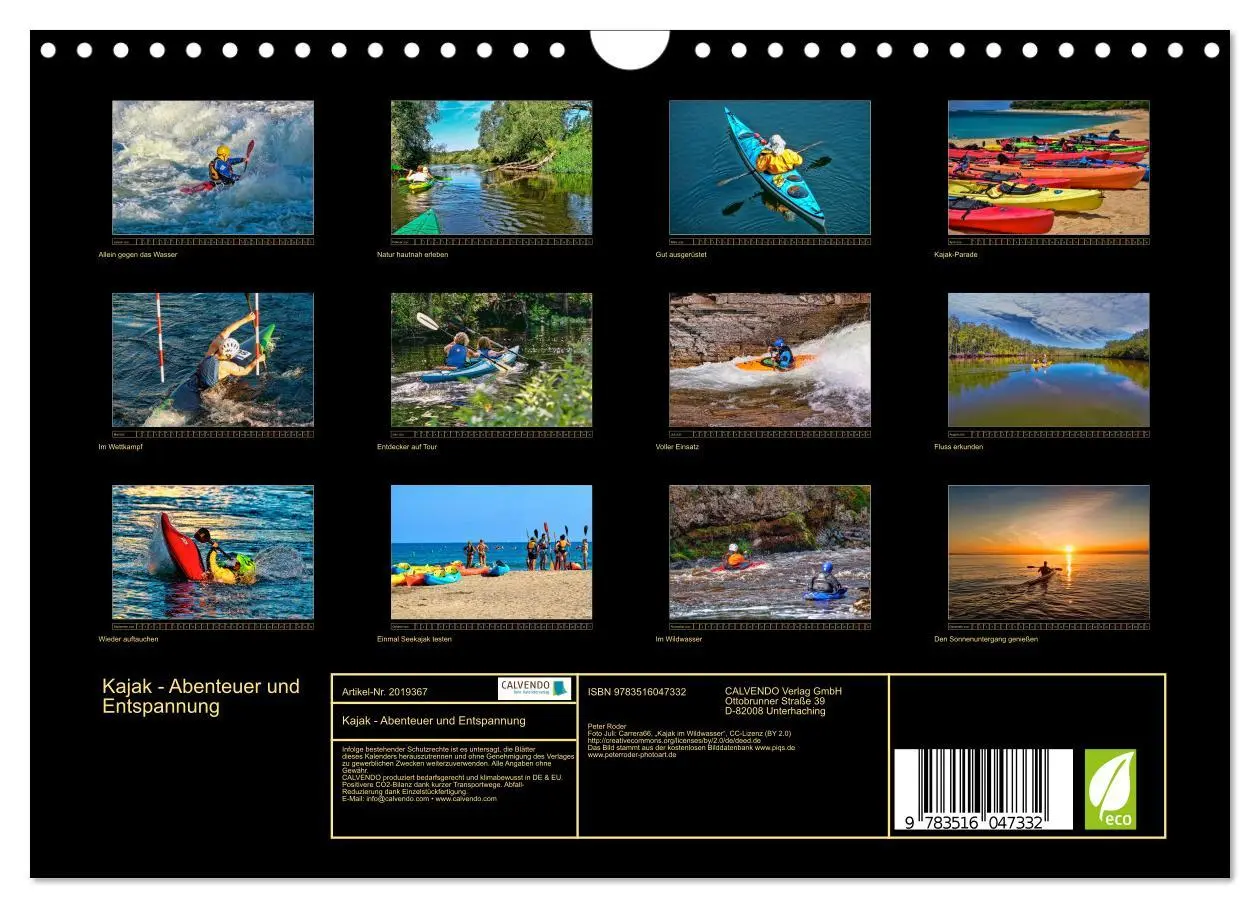 Bild: 9783516047332 | Kajak - Abenteuer und Entspannung (Wandkalender 2026 DIN A4 quer),...