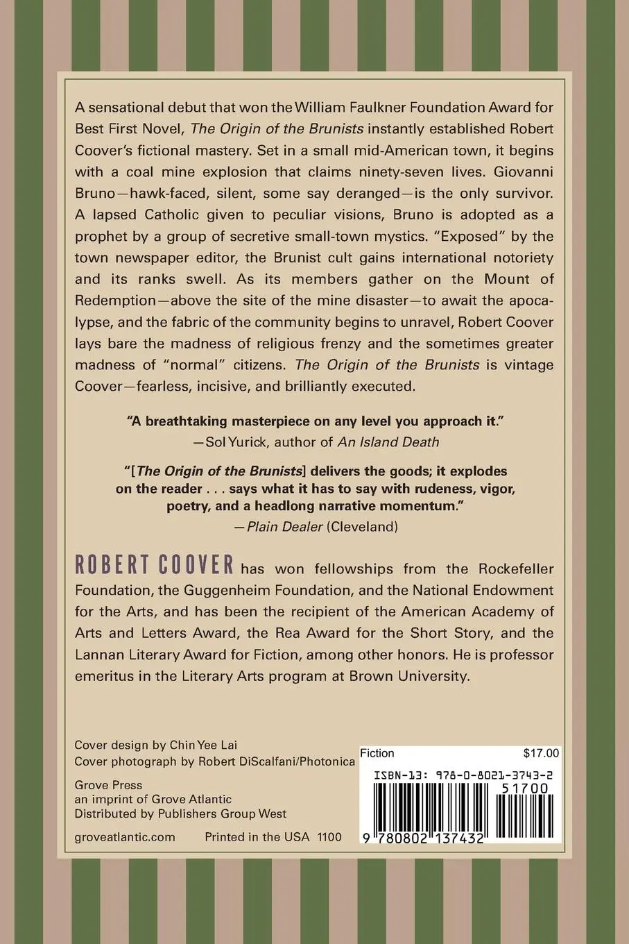 Rückseite: 9780802137432 | The Origin of the Brunists | Robert Coover | Taschenbuch | Englisch