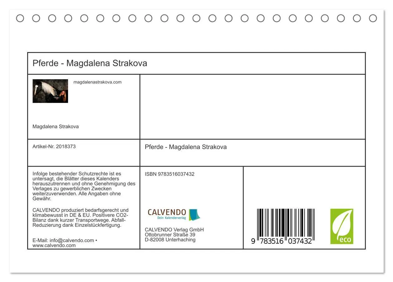 Bild: 9783516037432 | Pferde - Magdalena Strakova (Tischkalender 2026 DIN A5 quer),...