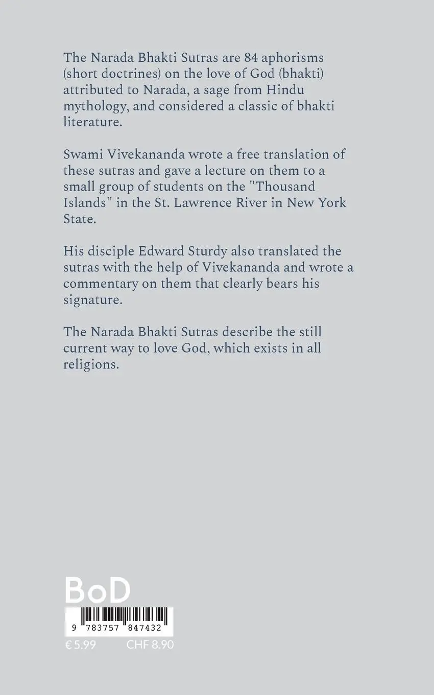 Rückseite: 9783757847432 | Narada Bhakti Sutras | The Path of Love for God | Vivekananda (u. a.)