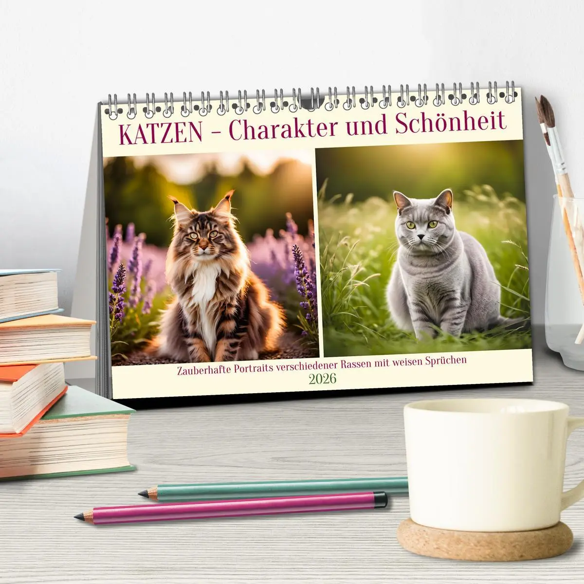 Bild: 9783457317532 | Katzen - Charakter und Schönheit (Tischkalender 2026 DIN A5 quer),...