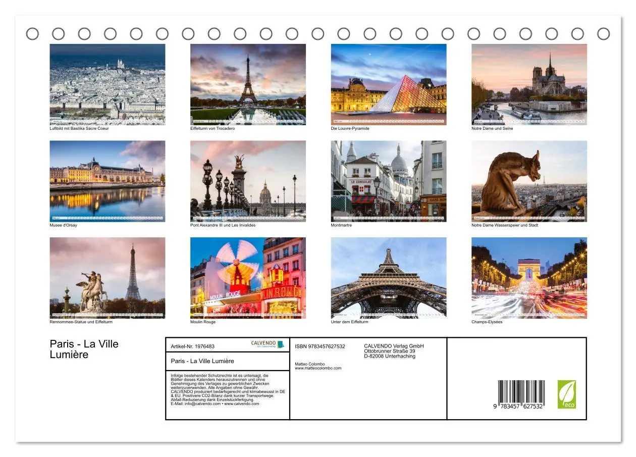 Bild: 9783457627532 | Paris - La Ville Lumière (Tischkalender 2026 DIN A5 quer), CALVENDO...