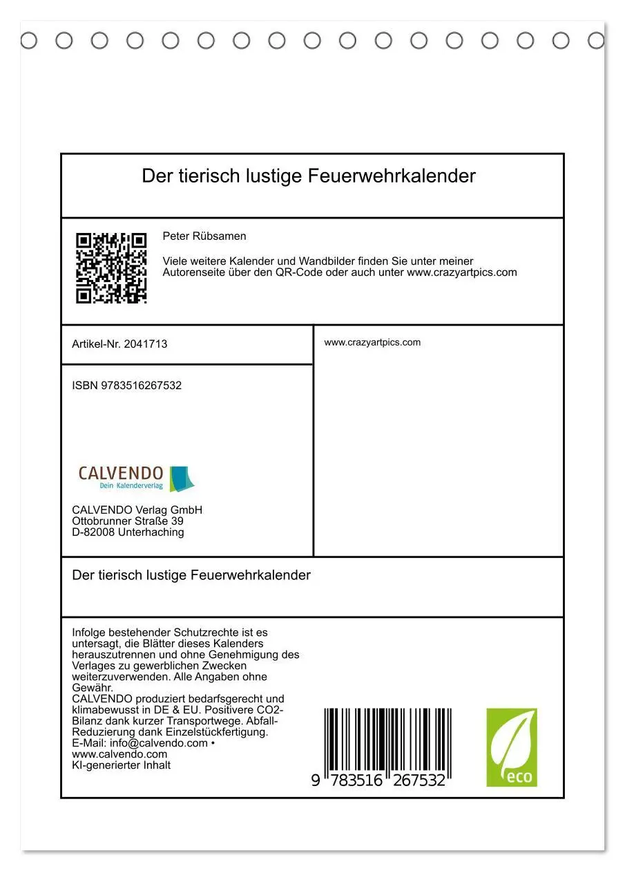 Bild: 9783516267532 | Der tierisch lustige Feuerwehrkalender (Tischkalender 2026 DIN A5...