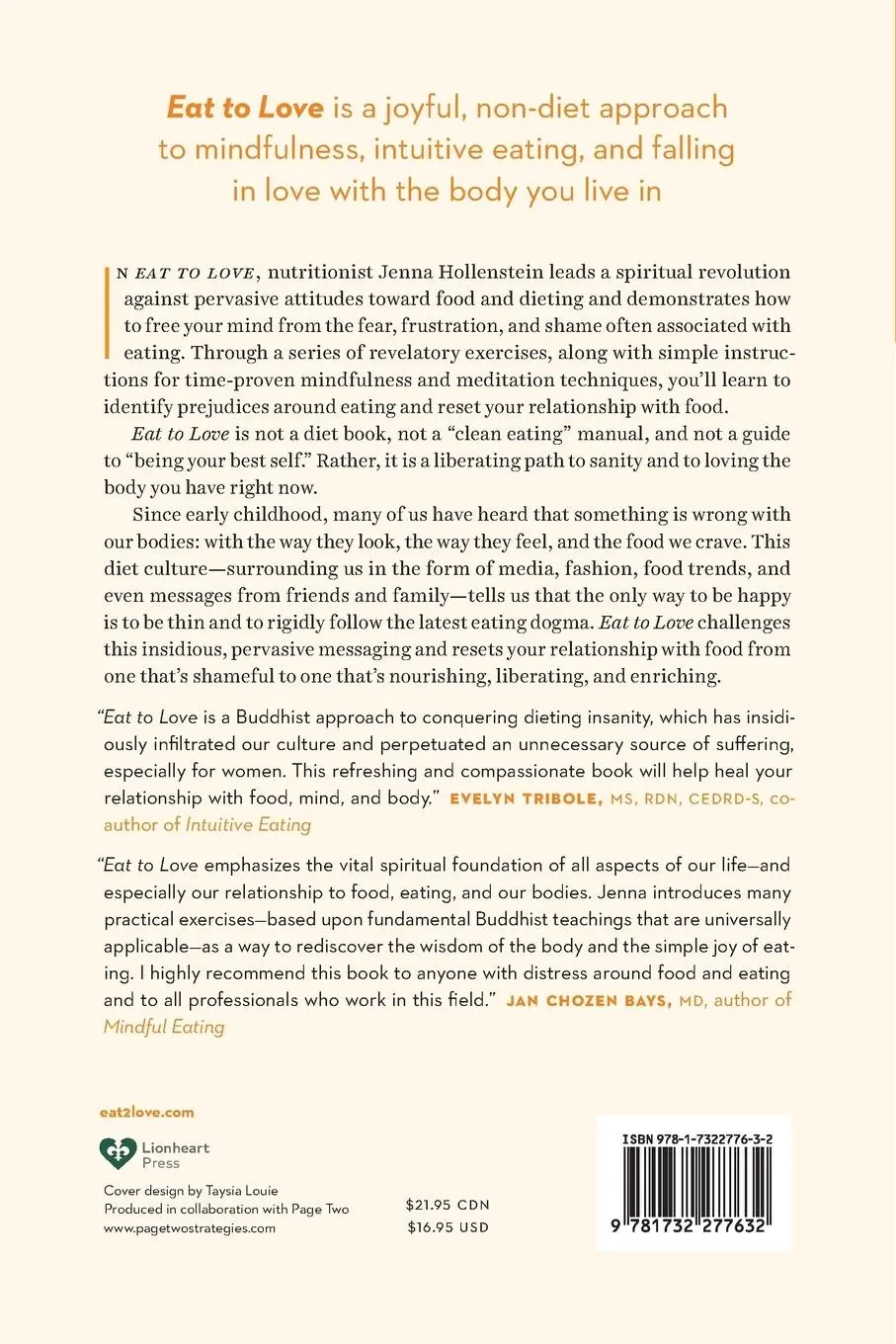 Rückseite: 9781732277632 | Eat to Love | Jenna Hollenstein | Taschenbuch | Englisch | 2019