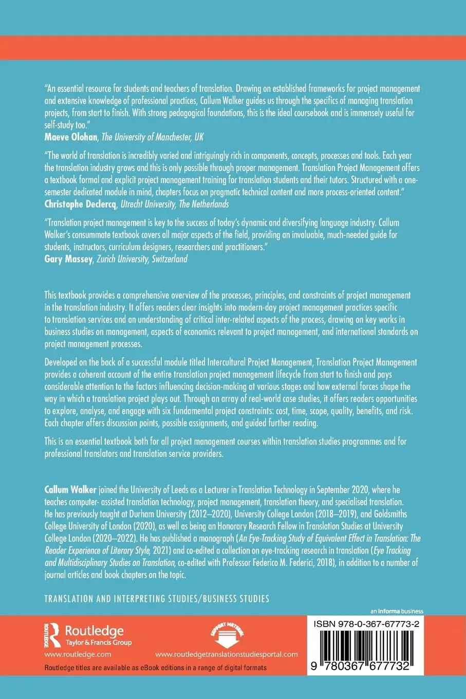 Rückseite: 9780367677732 | Translation Project Management | Callum Walker | Taschenbuch | 2022