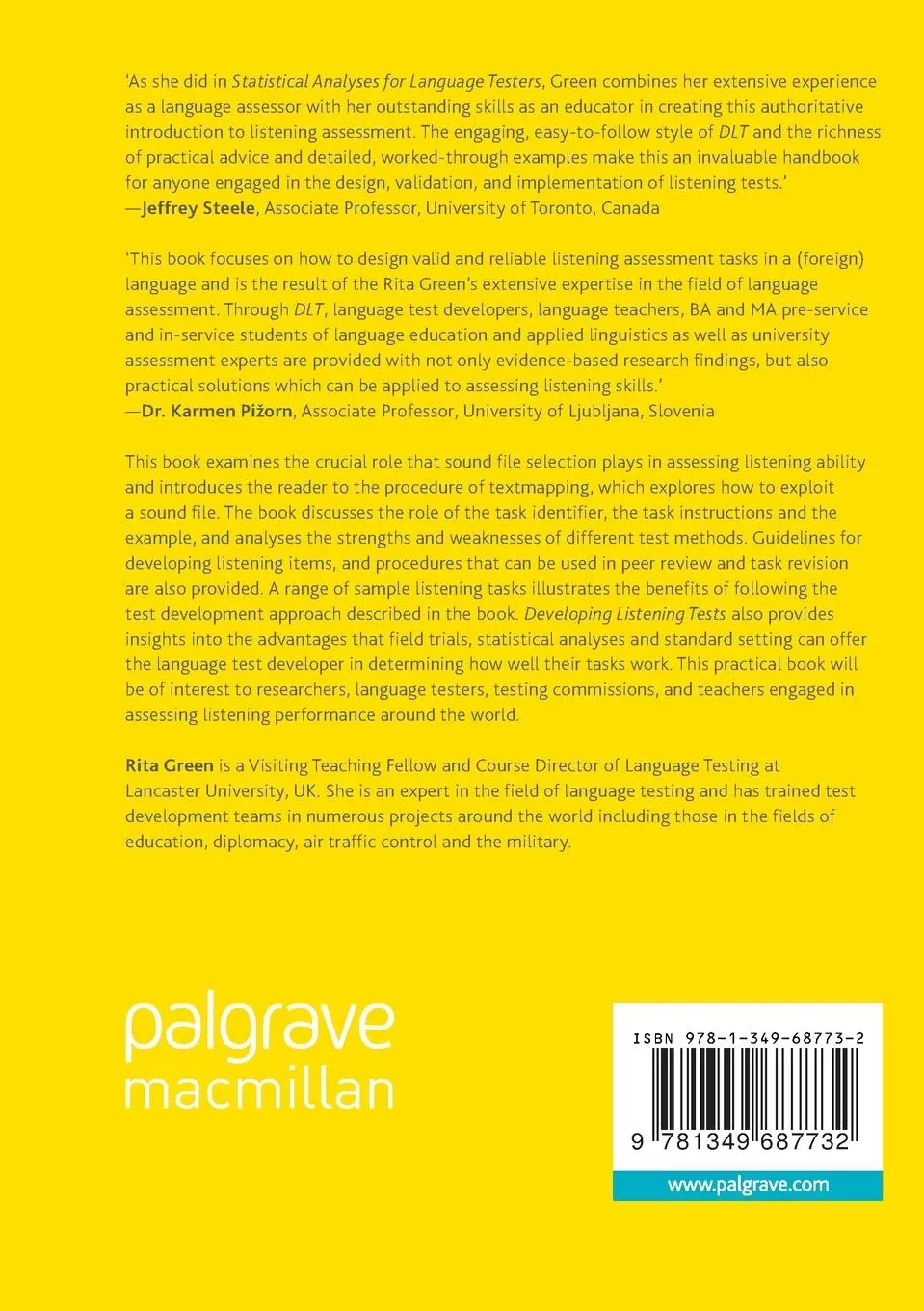 Rückseite: 9781349687732 | Designing Listening Tests | A Practical Approach | Rita Green | Buch