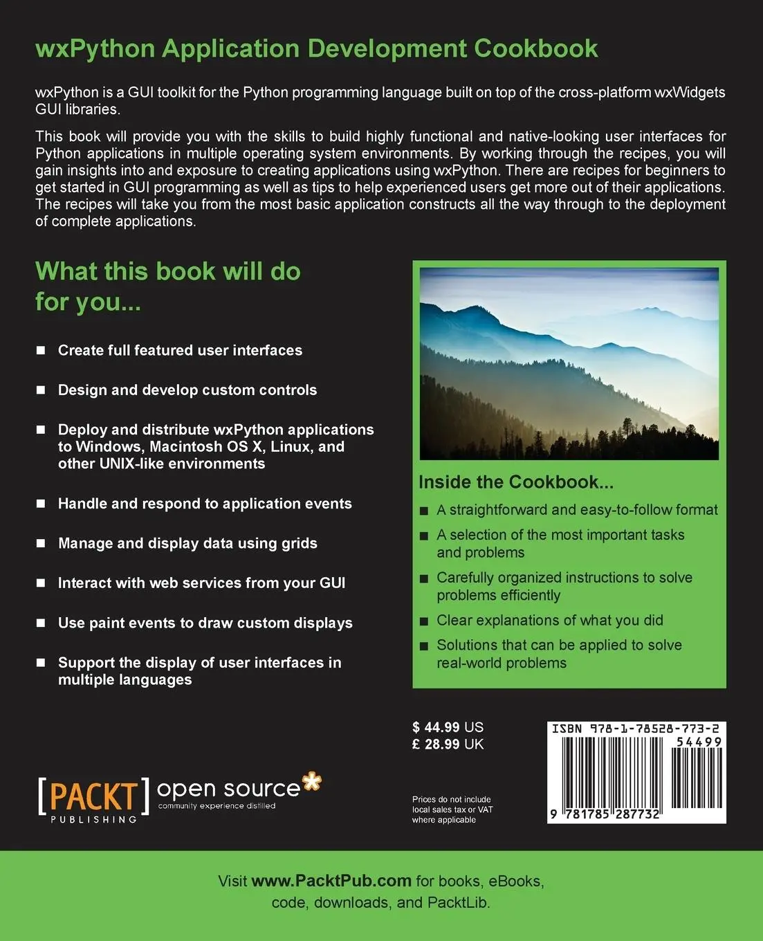 Rückseite: 9781785287732 | WxPython Application Development Cookbook | Cody Precord | Taschenbuch