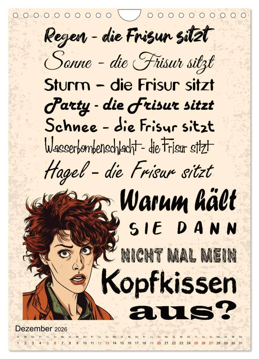 Bild: 9783516317732 | Haarige Friseursprüche (Wandkalender 2026 DIN A4 hoch), CALVENDO...