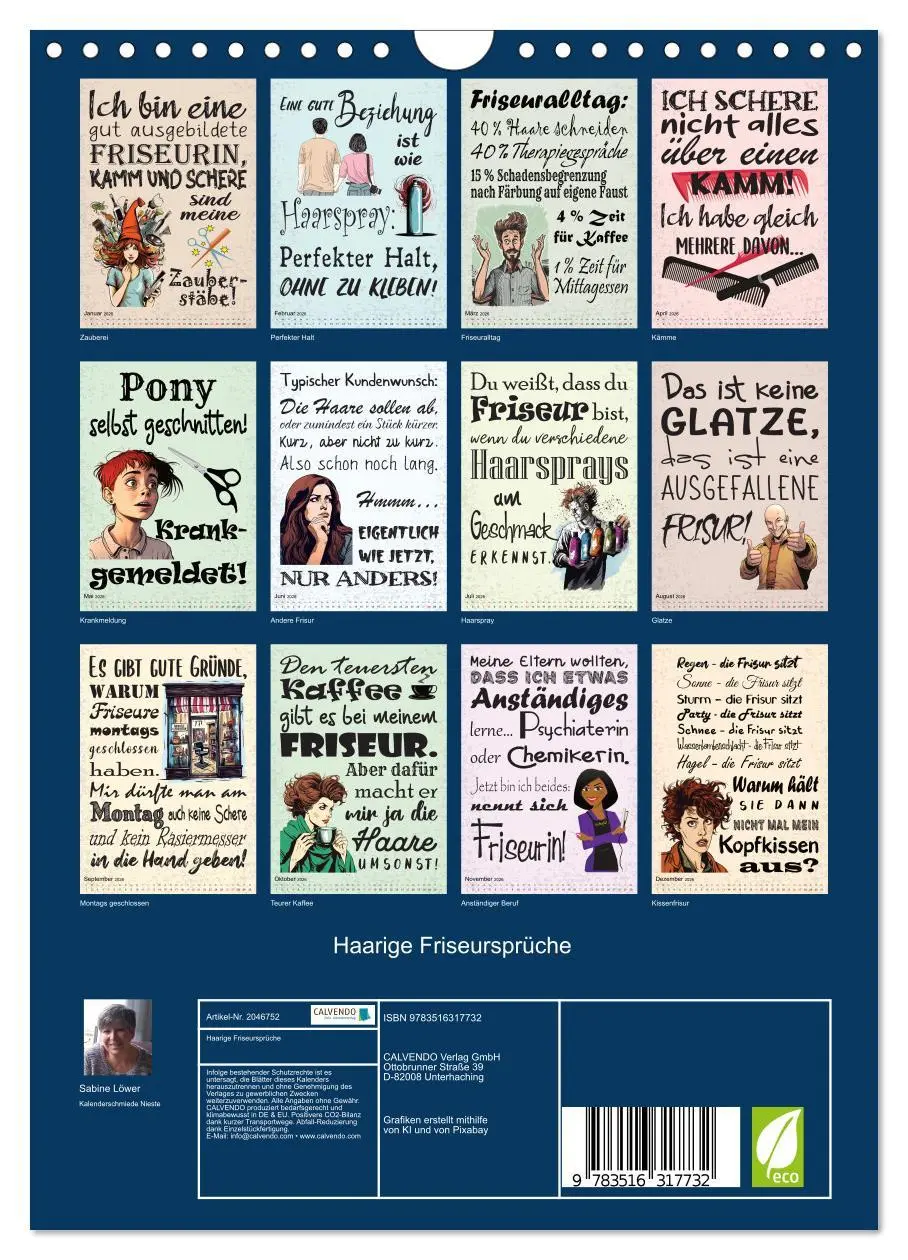 Bild: 9783516317732 | Haarige Friseursprüche (Wandkalender 2026 DIN A4 hoch), CALVENDO...