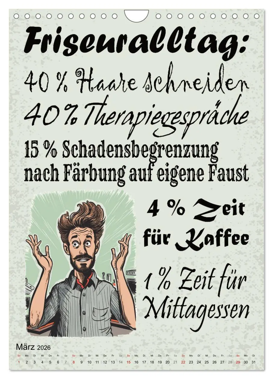 Bild: 9783516317732 | Haarige Friseursprüche (Wandkalender 2026 DIN A4 hoch), CALVENDO...