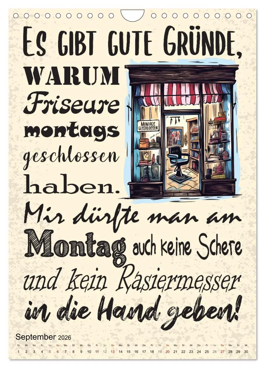 Bild: 9783516317732 | Haarige Friseursprüche (Wandkalender 2026 DIN A4 hoch), CALVENDO...