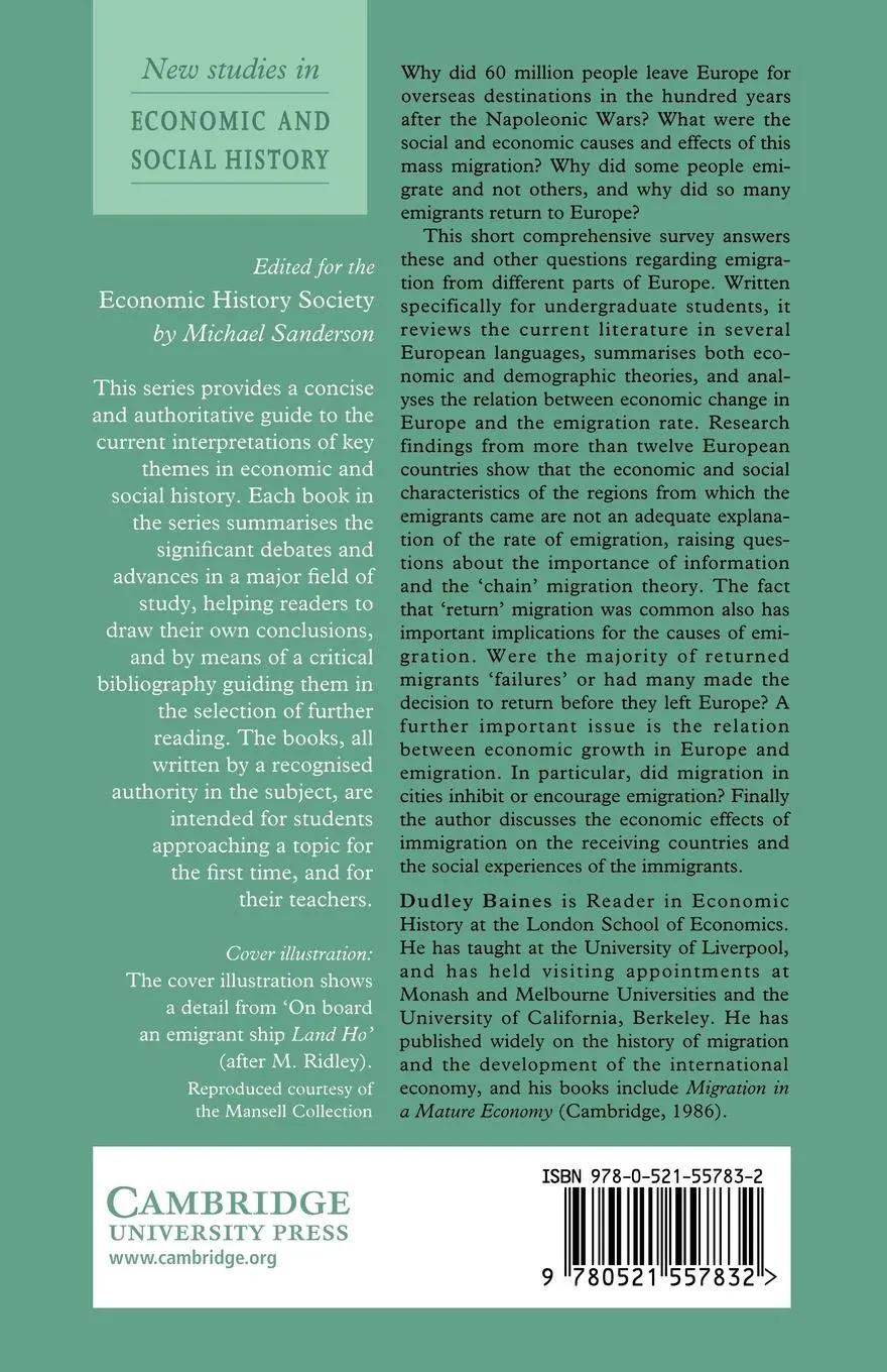 Rückseite: 9780521557832 | Emigration from Europe 1815 1930 | Dudley Baines | Taschenbuch | 2009